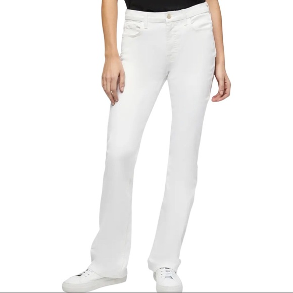 7 FOR ALL MANKIND Jen 7 Petite Slim Bootcut Jeans White Stretch Denim Midrise - Picture 5 of 12